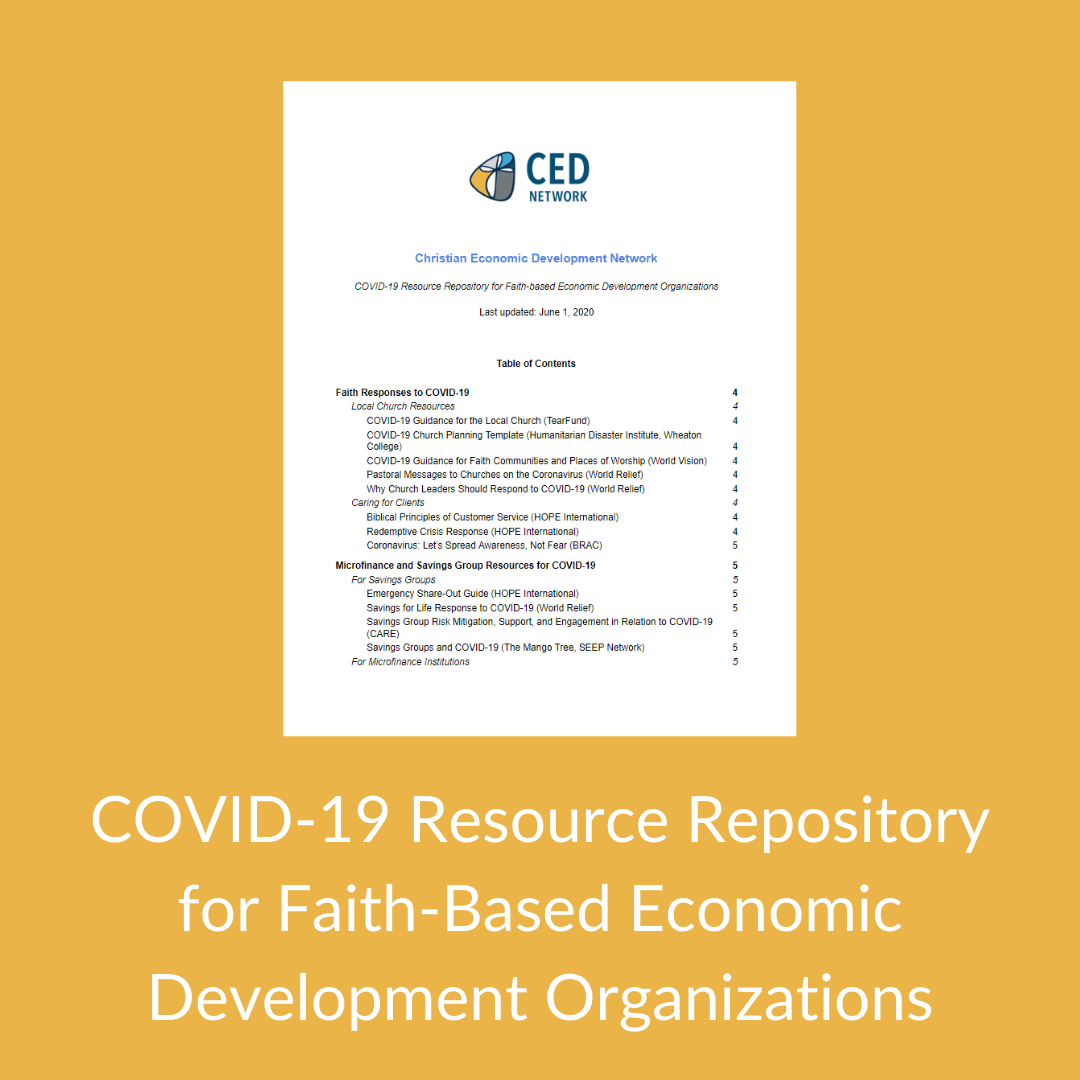 COVID-19 Resource Repository for Faith-Based Economic Development Organizations.